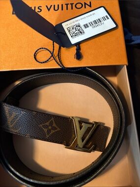 Louis Vuitton Brown Monogram Canvas Women’s Belt with Gold LV Buckle